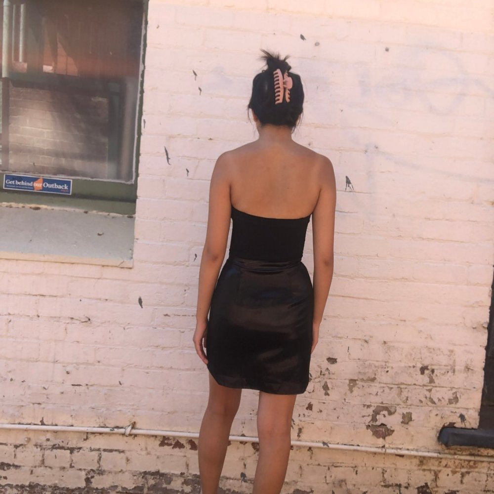 Camilla & Marc Sovereignty Black Bustier Dress with Foiled Metallic Skirt - Picture 7 of 8